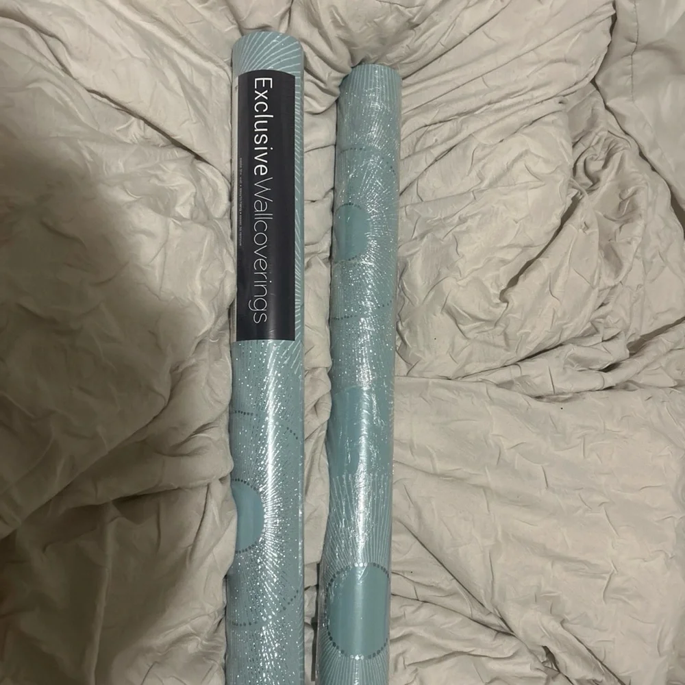 Exclusive Wallcoverings Eternity Blue Geometric Pattern Discontinued 2 Dbl Rolls